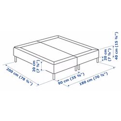 Baza dubla Ikea Espevar/Bjorli saltea arcuri cu picioare 180x200 20cm (Gri Inchis) Thumb