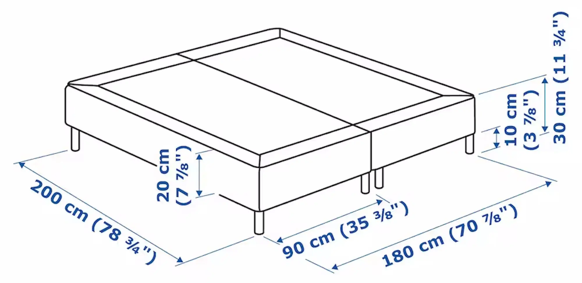 Baza dubla Ikea Espevar/Bjorli cu picioare 180x200 10cm ( Gri Inchis) - 4