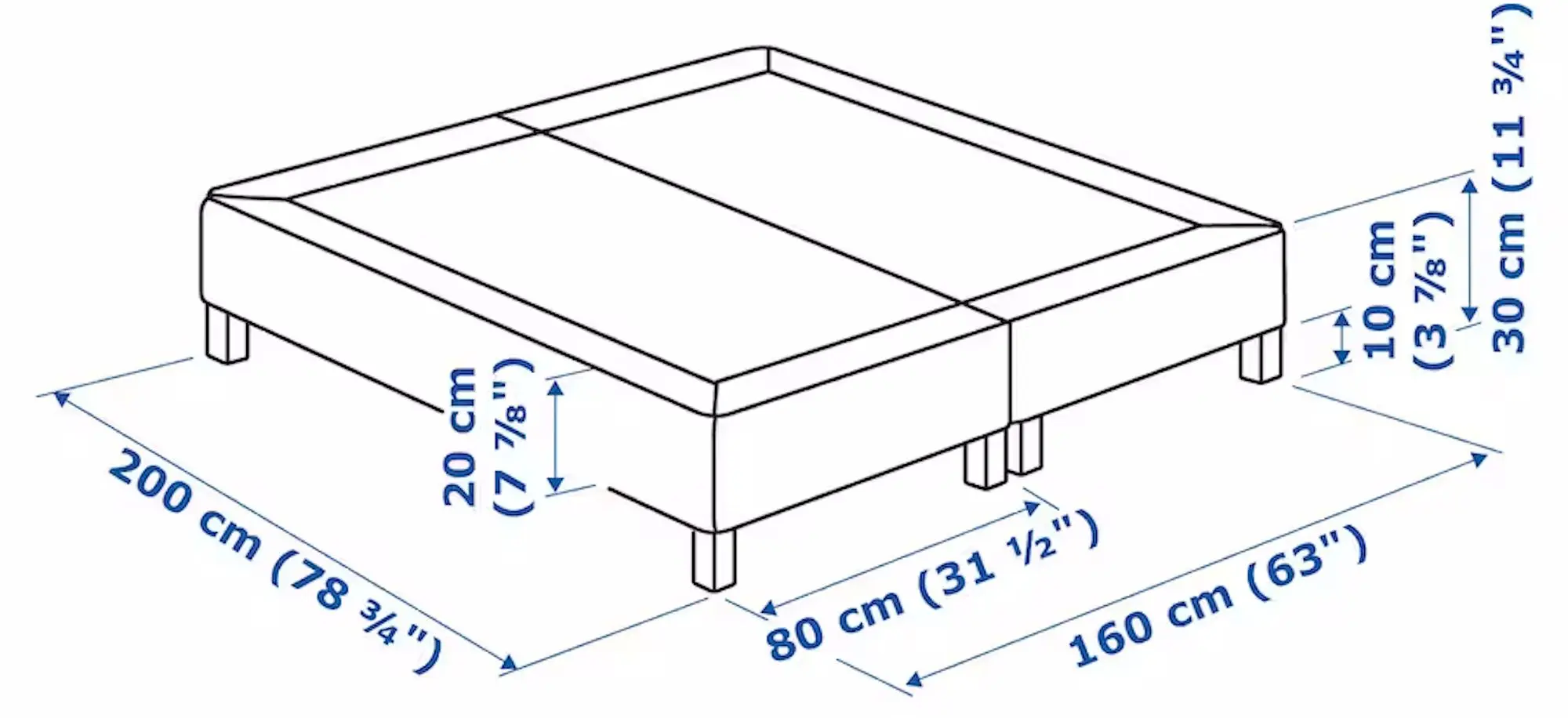 Baza dubla Ikea Espevar/Burfjord cu picioare 160x200 10cm (Gri Inchis) - 4