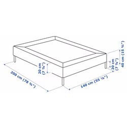 Baza Ikea Lyngor/Bjorli cu picioare 140x200 20cm (Gri Inchis) Thumb