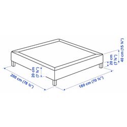 Baza Ikea Lyngor/Burfjord cu picioare 180x200 20cm (Gri Inchis) Thumb