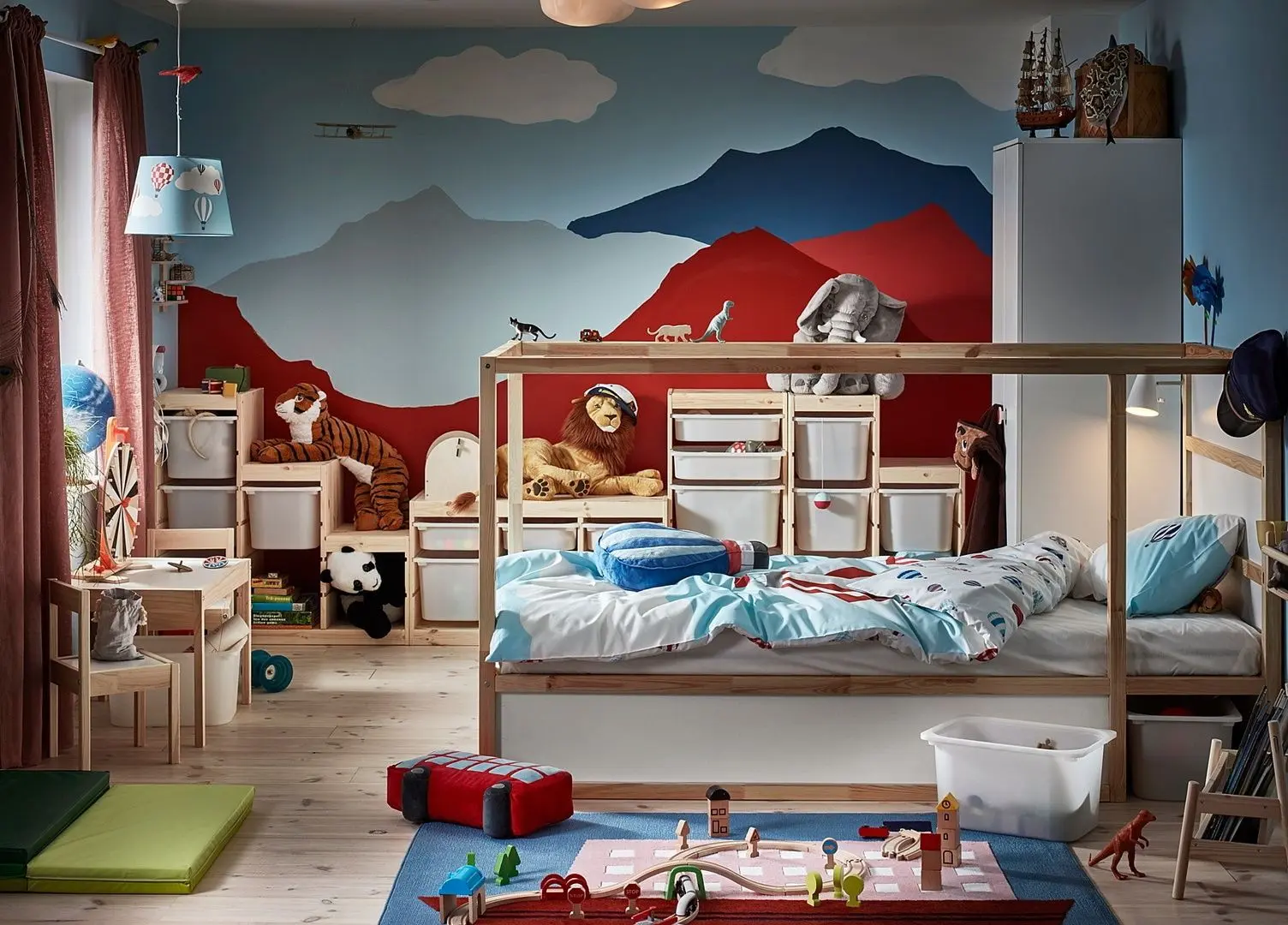 Pat reversibil Ikea Kura 90x200 (Alb/Pin)