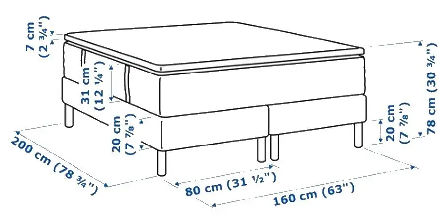 Pat continental Ikea Espevar Hokkasen/Tustna Bjorli 20cm 160x200 (Ferma/Alb) - 3