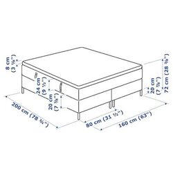 Континентальная кровать Ikea Espevar Hovag/Tussoy Engavagen Bjorli 20см 160x200 (Средней жесткости/Темно-Серый) Thumb