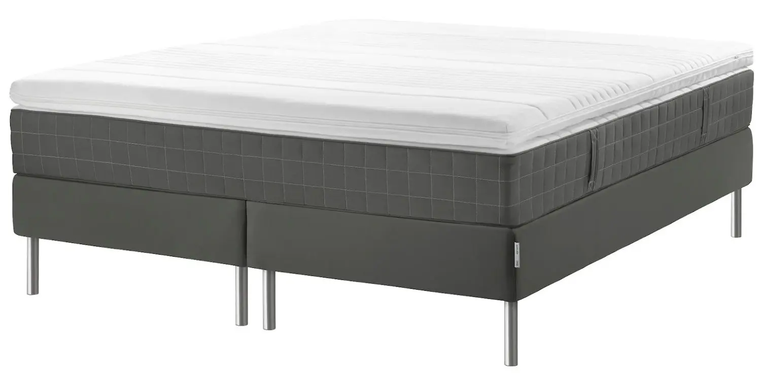 Континентальная кровать Ikea Espevar Hovag/Tussoy Engavagen Bjorli 20см 160x200 (Средней жесткости/Темно-Серый)