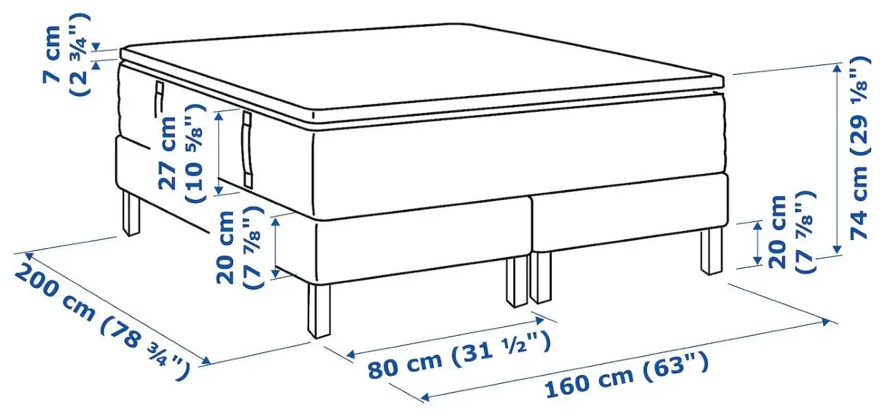 Pat continental Ikea Espevar Hyllestad/Tustna Bjorli 20cm 160x200 (Ferma/Alb) - 3