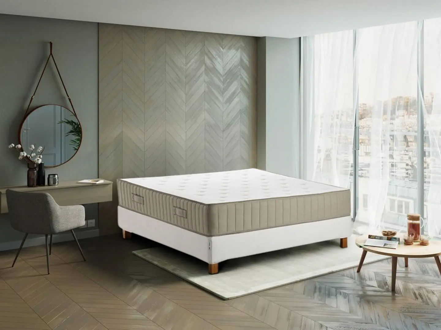 Pat continental Ikea Espevar/Vatnestrom/Burfjord extra ferma 140x200 10cm (Alb/Natural)