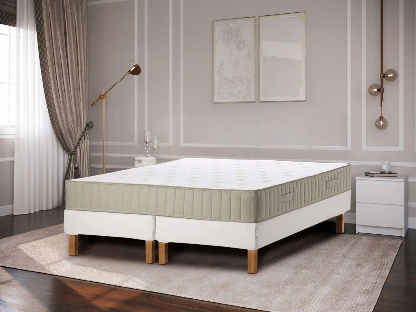 Pat continental Ikea Espevar/Vatnestrom/Burfjord ferma 180x200 20cm (Alb/Natural)