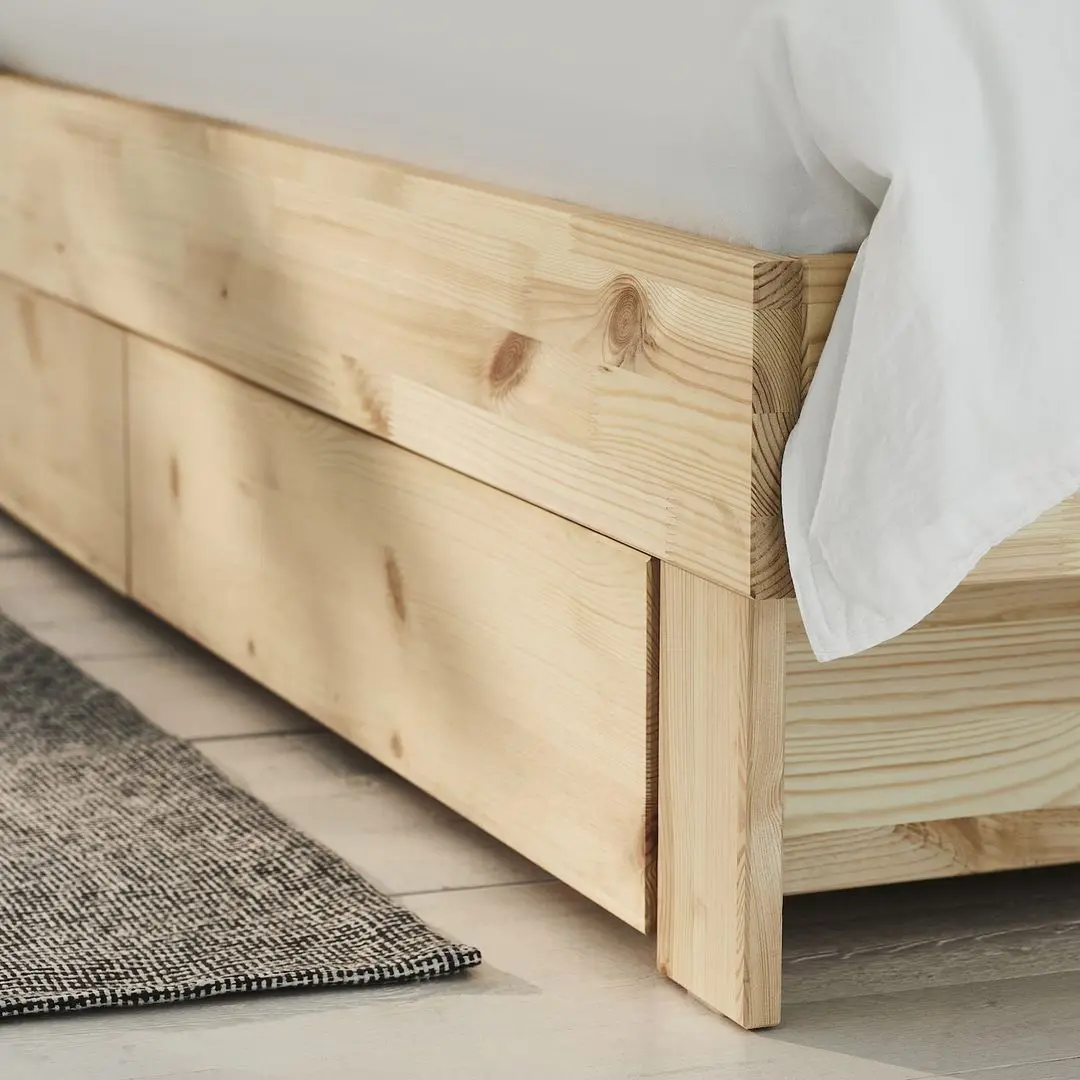 Pat continental Ikea Glamberget/Akrehamn ferma/cu depozitare 140x200 (Pin/Alb) - 3