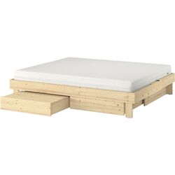 Континентальная кровать Ikea Glamberget/Akrehamn жесткий/с ящиками 160x200 (Сосна/Белый) Thumb