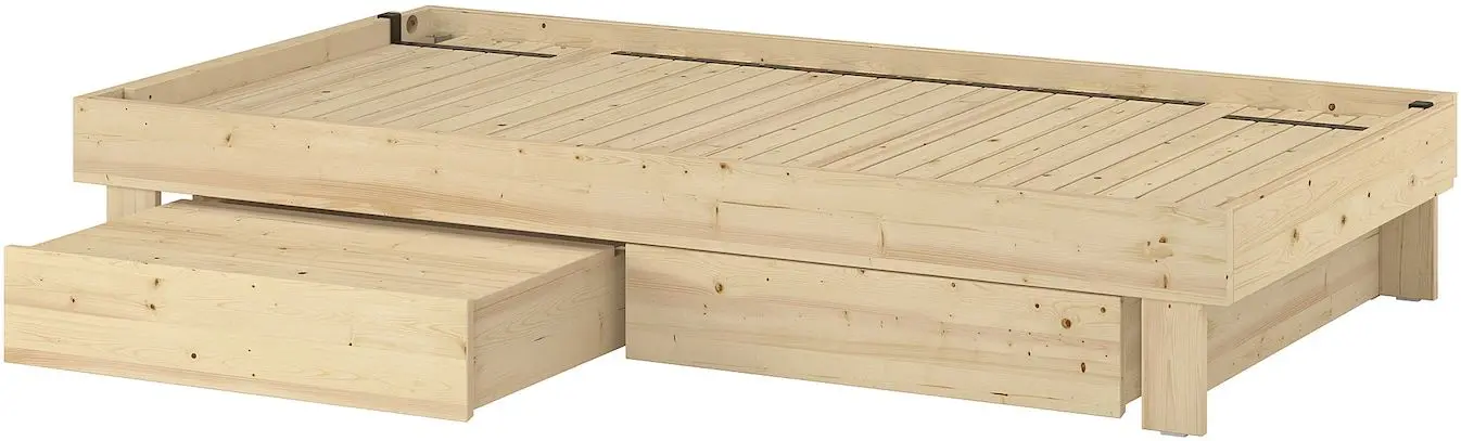 Континентальная кровать Ikea Glamberget/Akrehamn жесткий/с ящиками 160x200 (Сосна/Белый)