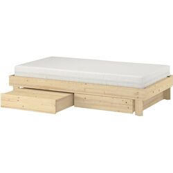 Pat continental Ikea Glamberget/Akrehamn ferma/cu depozitare 90x200 (Pin/Alb) Thumb