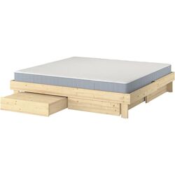 Pat continental Ikea Glamberget/Vesteroy extra ferma/cu depozitare 160x200 (Pin/Bleu) Thumb