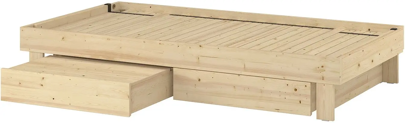 Pat continental Ikea Glamberget/Vesteroy extra ferma/cu depozitare 160x200 (Pin/Bleu)