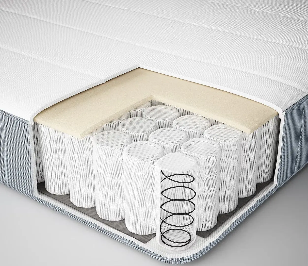 Pat continental Ikea Glamberget/Vesteroy extra ferma/cu depozitare 160x200 (Pin/Bleu)