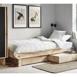 Pat continental Ikea Glamberget/Vesteroy extra ferma/cu depozitare 90x200 (Pin/Bleu)