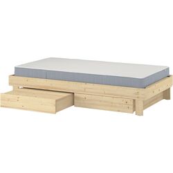 Pat continental Ikea Glamberget/Vesteroy extra ferma/cu depozitare 90x200 (Pin/Bleu) Thumb