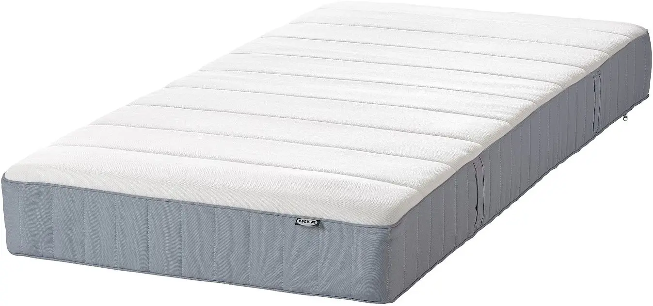 Pat continental Ikea Glamberget/Vesteroy extra ferma/cu depozitare 90x200 (Pin/Bleu)