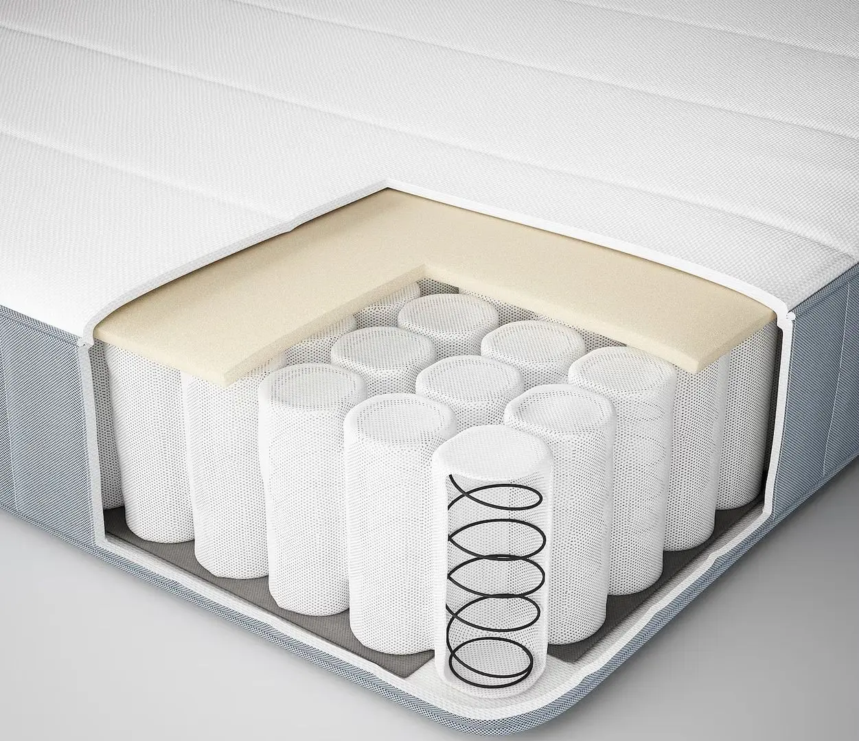 Pat continental Ikea Glamberget/Vesteroy extra ferma/cu depozitare 90x200 (Pin/Bleu)