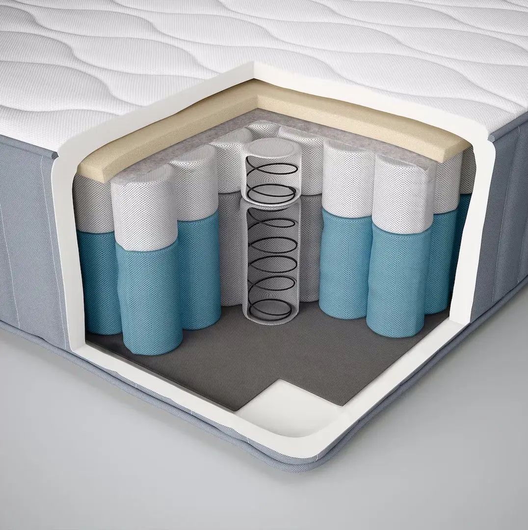 Pat continental Ikea Lyngor/Vagstranda/Bjorli extra ferma 90x200 10cm (Bleu/Gri Inchis)