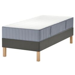 Pat continental Ikea Lyngor/Vagstranda/Burfjord extra ferma 90x200 20cm (Bleu/Gri Inchis) Thumb