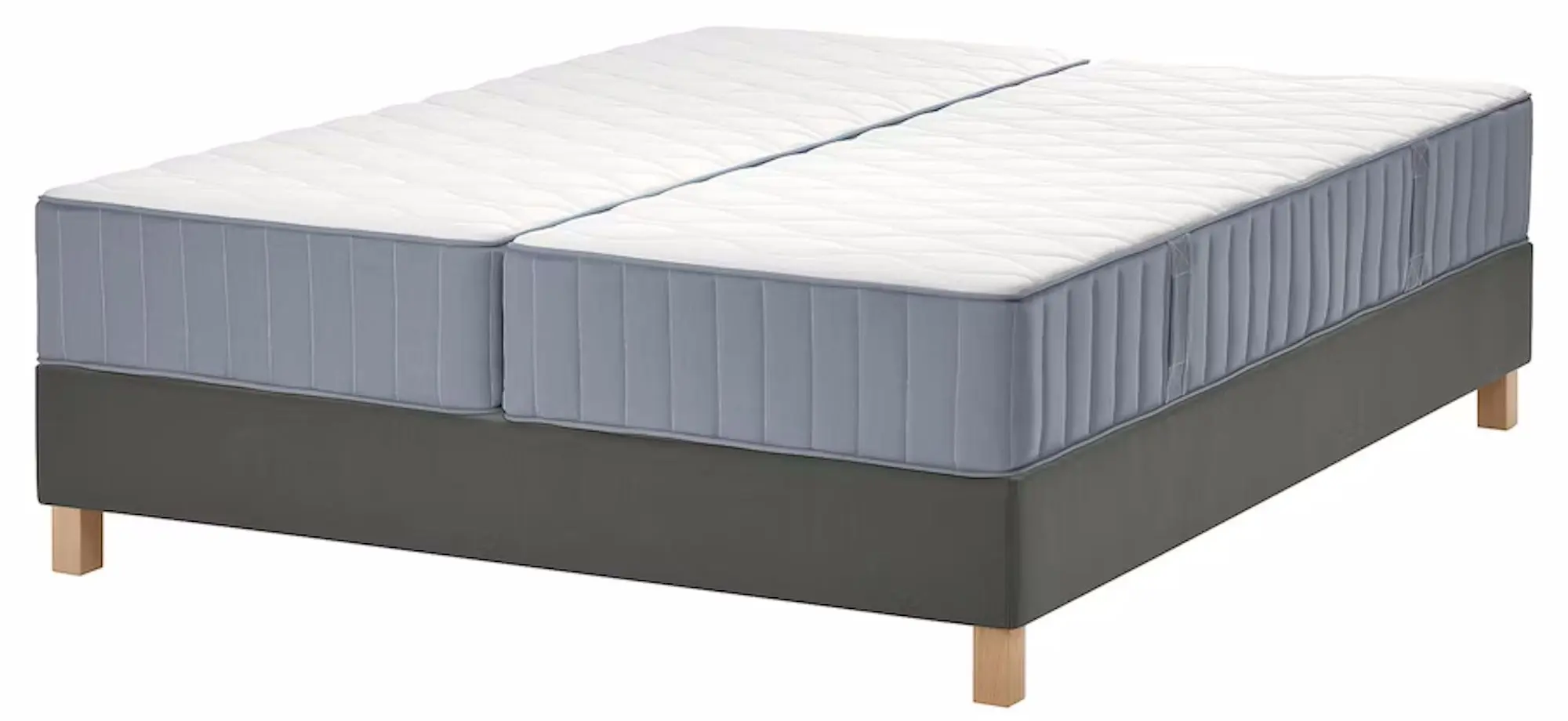 Континентальная кровать Ikea Lyngor/Vagstranda/Burfjord жесткий/экстра жесткий 160x200 10cm (Голубой/Темно-Серый)