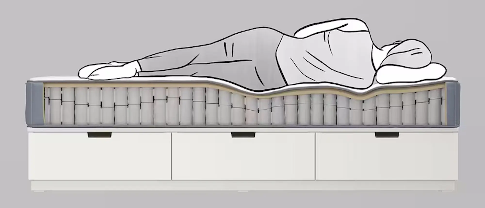 Континентальная кровать Ikea Lyngor/Vagstranda/Burfjord жесткий/экстра жесткий 160x200 10cm (Голубой/Темно-Серый)