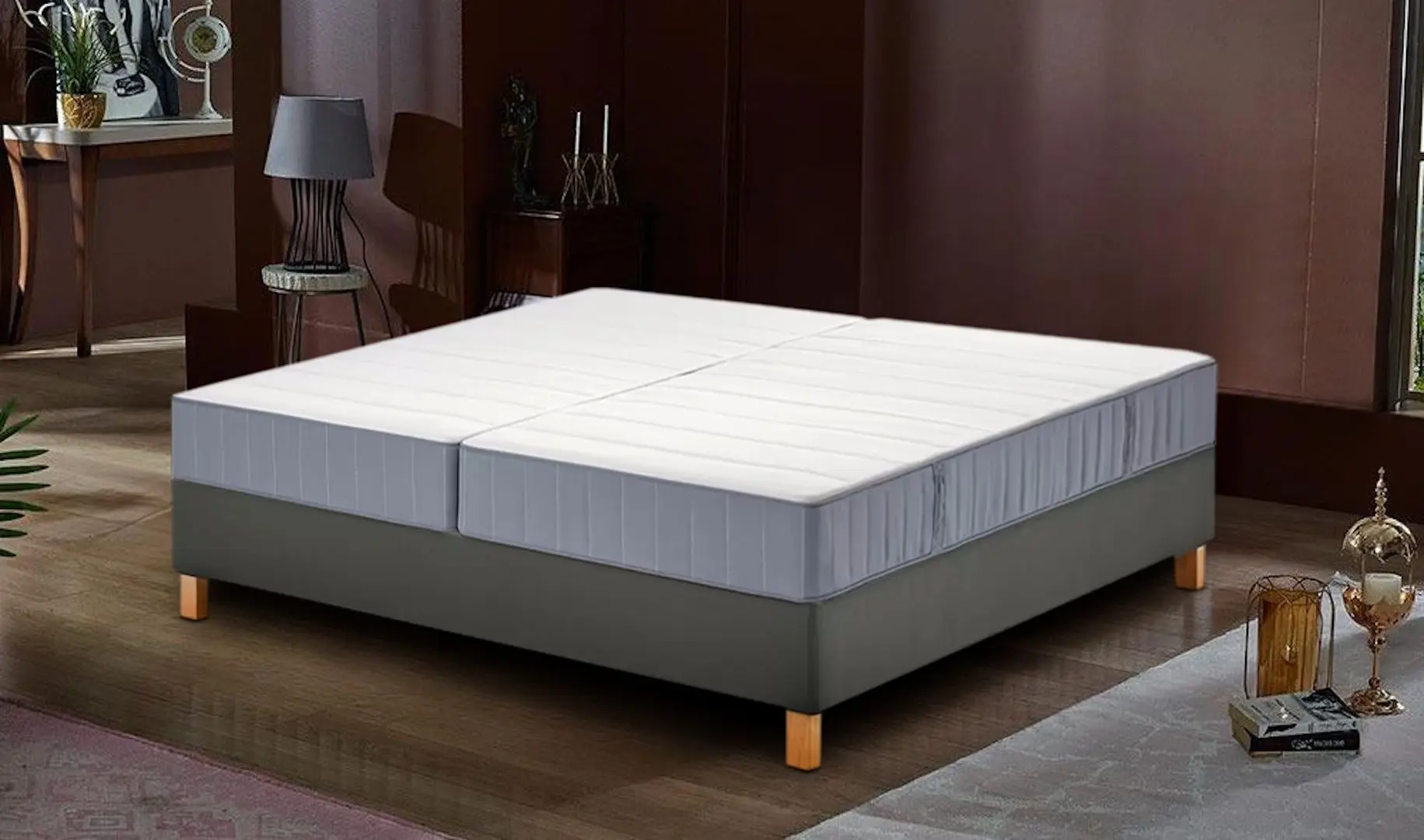 Континентальная кровать Ikea Lyngor/Vagstranda/Burfjord жесткий/экстра жесткий 160x200 10cm (Голубой/Темно-Серый)