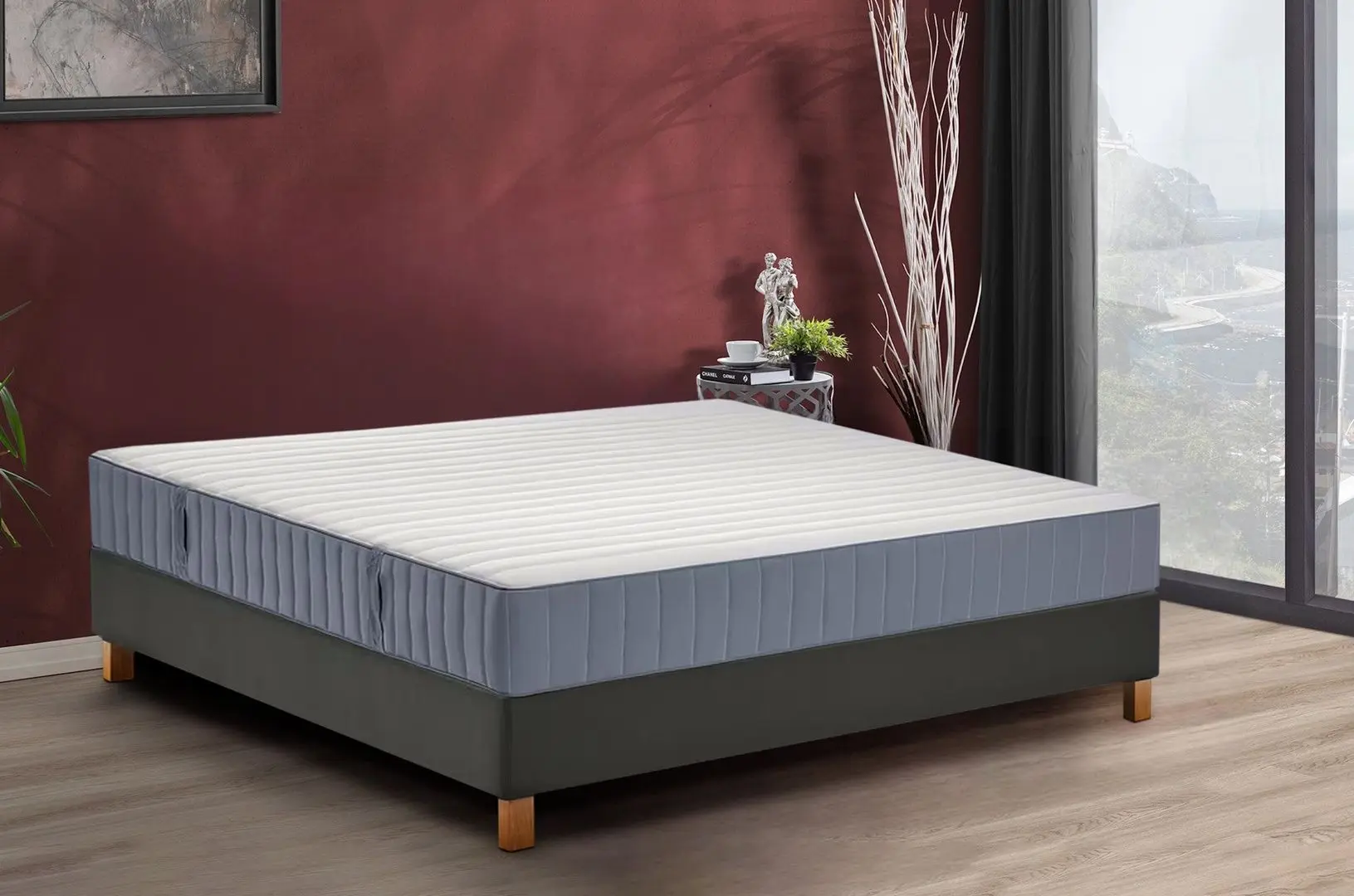 Pat continental Ikea Lyngor/Valevag/Burfjord ferma 140x200 10cm (Bleu/Gri-Inchis)