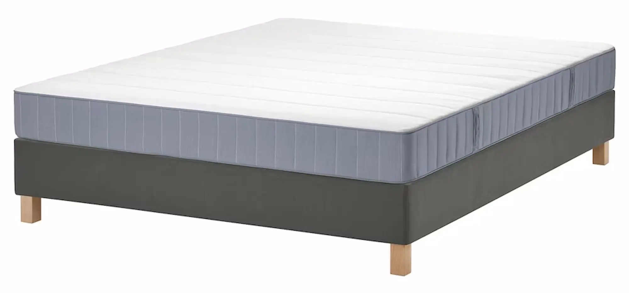 Континентальная кровать Ikea Lyngor/Valevag/Burfjord жесткий 160x200 10cm (Голубой/Темно-Серый) - 2