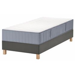 Континентальная кровать Ikea Lyngor/Valevag/Burfjord жесткий 90x200 10cm (Голубой/Темно-Серый) Thumb