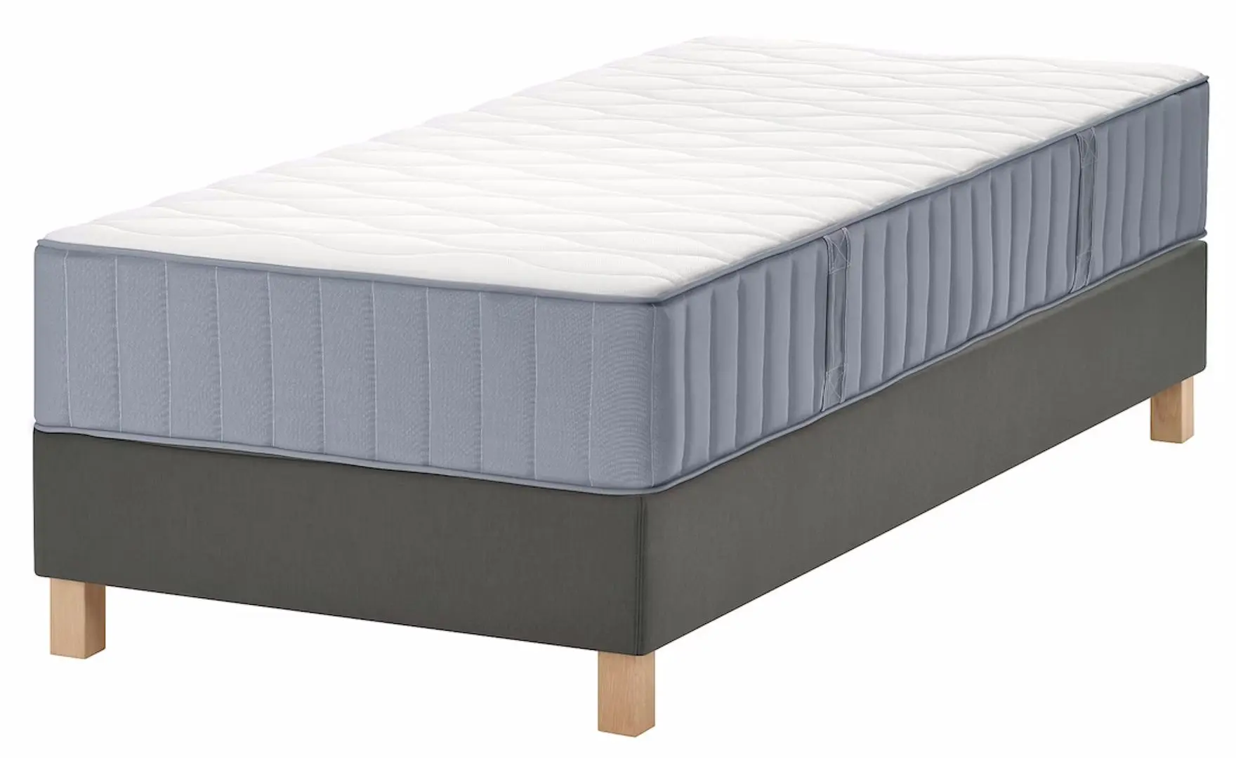 Континентальная кровать Ikea Lyngor/Valevag/Burfjord жесткий 90x200 10cm (Голубой/Темно-Серый) - 2