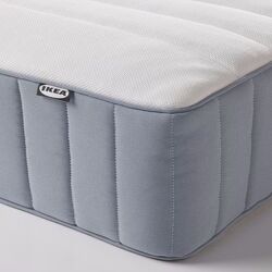 Континентальная кровать Ikea Lyngor/Valevag/Burfjord жесткий 90x200 10cm (Голубой/Темно-Серый) Thumb