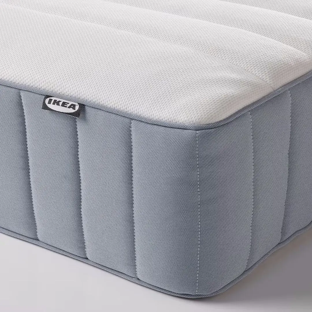 Континентальная кровать Ikea Lyngor/Valevag/Burfjord жесткий 90x200 10cm (Голубой/Темно-Серый) - 6