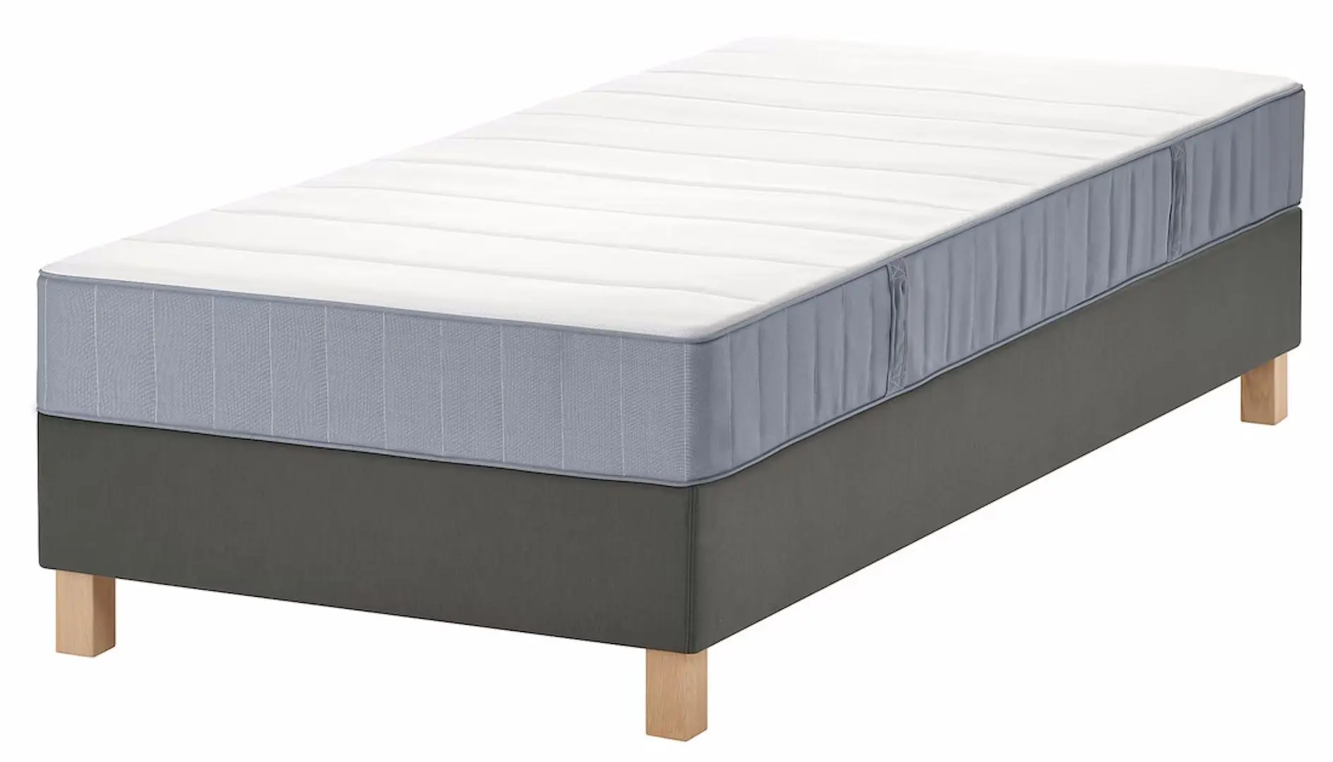 Континентальная кровать Ikea Lyngor/Vesteroy/Burfjord экстра жесткий 90x200 10cm (Голубой/Темно-Серый) - 2