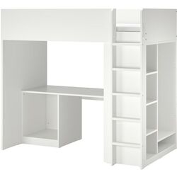 Кровать-чердак Ikea Smastad с письменным столом/3 ящика 90x200 (Белый/Лиловый) Thumb