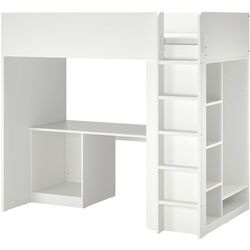 Кровать-чердак Ikea Smastad с письменным столом/3 ящика 90x200 (Белый/Светло-зелёный) Thumb