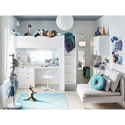 Pat supraetajat Ikea Smastad cu birou/4 sertare 90x200 (Alb) Thumb