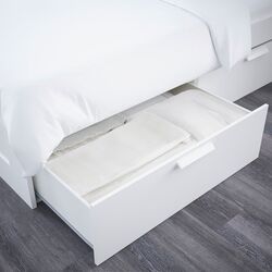 Pat Ikea Brimnes Lindbaden cu depozitare/tablie 160x200 (Alb) Thumb