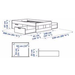 Pat Ikea Brimnes Lindbaden cu depozitare 140x200 (Alb) Thumb