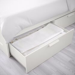Pat Ikea Brimnes Lonset cu depozitare 140x200 (Alb) Thumb