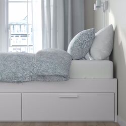 Pat Ikea Brimnes Lonset cu depozitare 140x200 (Alb) Thumb