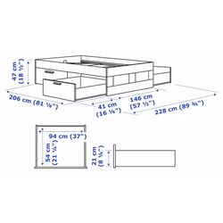 Pat Ikea Brimnes Lonset cu depozitare 140x200 (Alb) Thumb