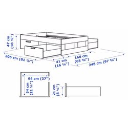 Pat Ikea Brimnes Lonset cu depozitare 160x200 (Alb) Thumb