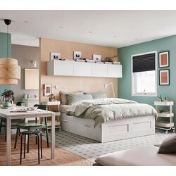 Pat Ikea Brimnes Luroy cu depozitare 180x200 (Alb) Thumb