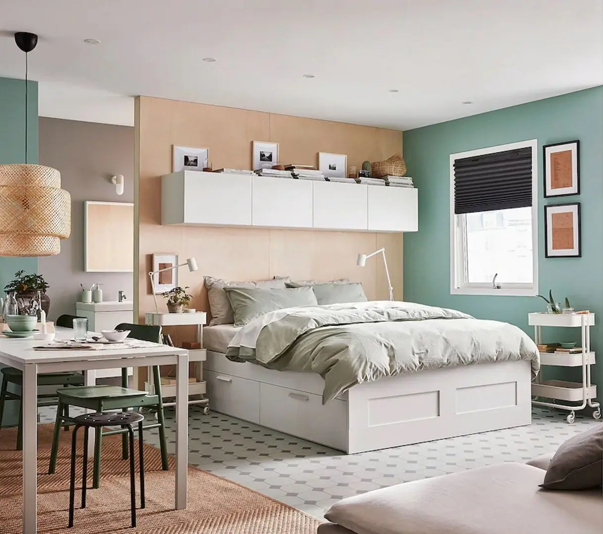 Pat Ikea Brimnes Luroy cu depozitare 180x200 (Alb)