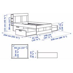 Pat Ikea Brimnes Luroy cu depozitare/tablie 160x200 (Alb) Thumb