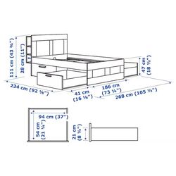 Pat Ikea Brimnes cu depozitare/tablie 180x200 (Alb) Thumb