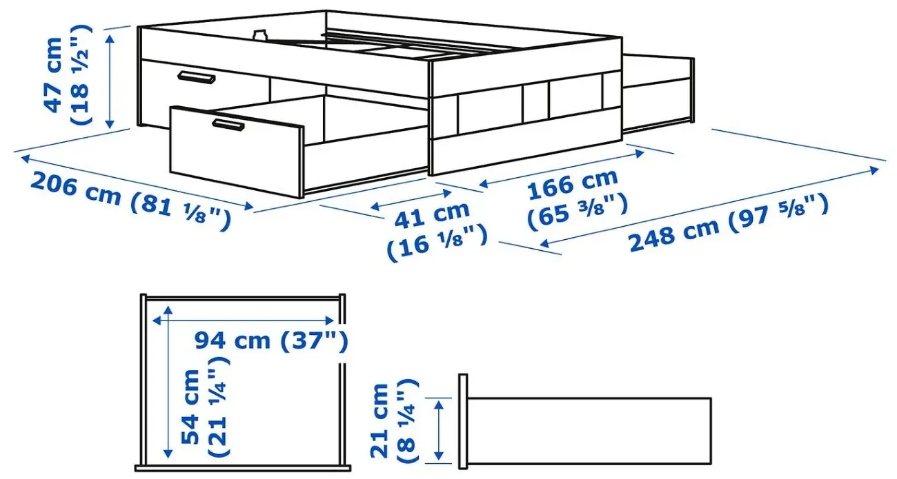 Pat Ikea Brimnes cu depozitare 160х200 (Negru)