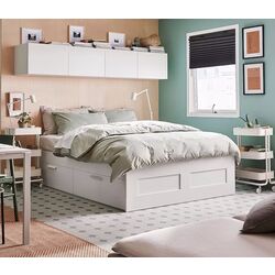 Pat Ikea Brimnes cu depozitare 160x200 (Alb)